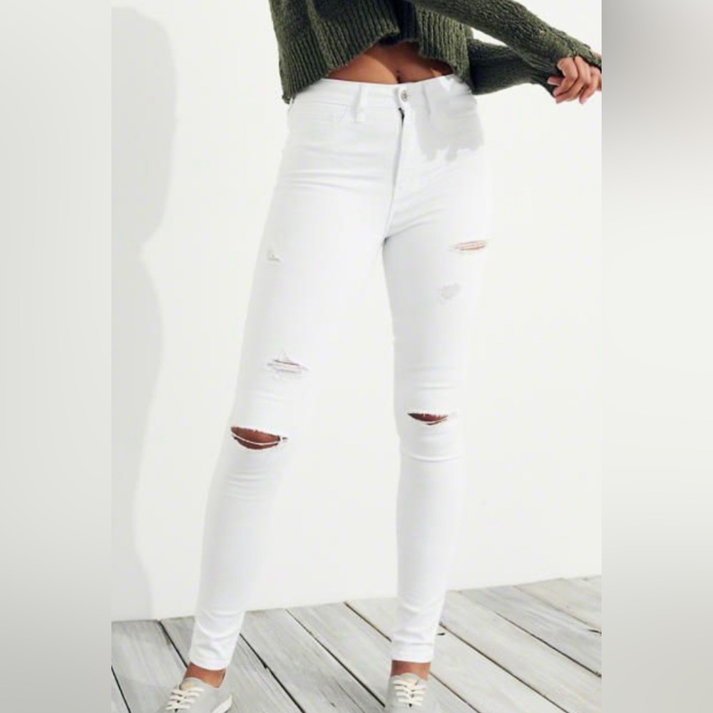 Hollister White Ultra High Rise Mom Jeans Vintage Y2K Stretch Denim 25 Coastal